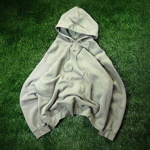 RARE Y2K Nike Sage Green Vintage Center Swoosh 2000s Tag Taupe Hoodie Sweatshirt